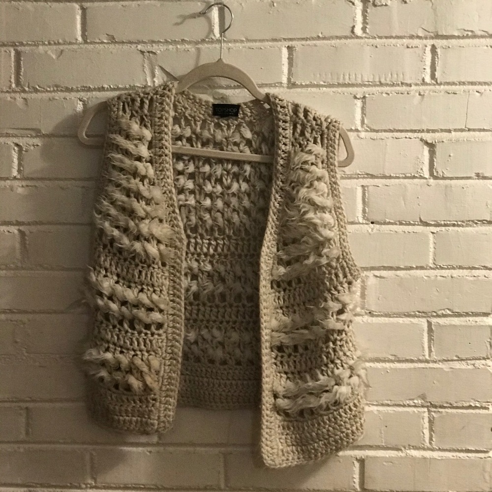 Topshop faux fur crocheted vest
